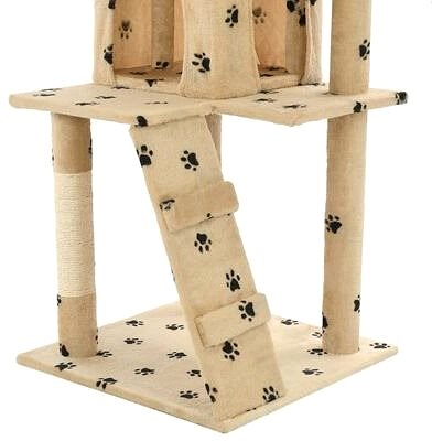 Cat Scratcher Shumee Cat Scratcher with Sisal Posts Beige with Paws 50 × 50 × 120cm Features/technology