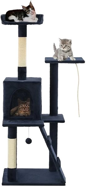Cat Scratcher Shumee Cat Scratcher with Sisal Posts Dark Blue 50 × 50 × 120cm Lifestyle