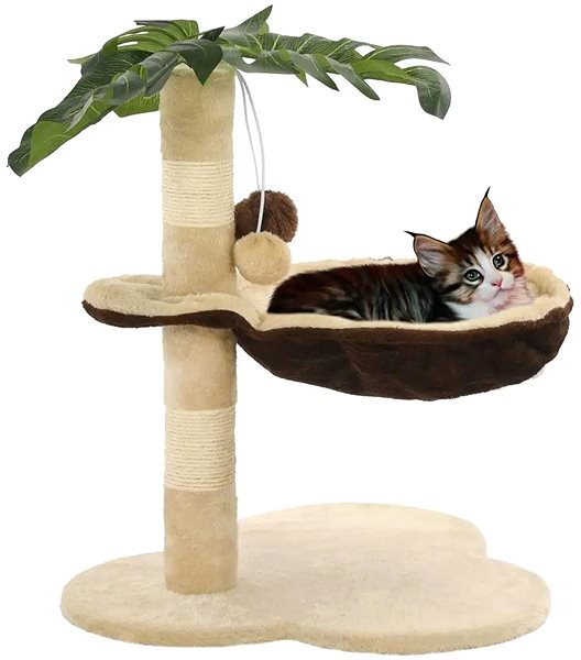 Cat Scratcher Shumee Cat Scratcher with Sisal Posts Beige-brown 44 × 40 × 50cm Lifestyle