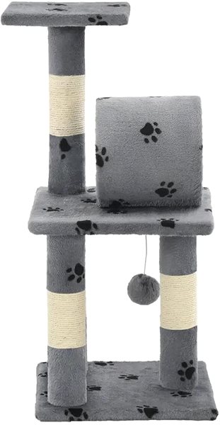 Cat Scratcher Shumee Cat Scratcher with Sisal Posts Grey with Paws 30 × 30 × 65cm Screen