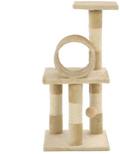 Cat Scratcher Shumee Cat Scratcher with Sisal Posts Beige 30 × 30 × 65cm Screen