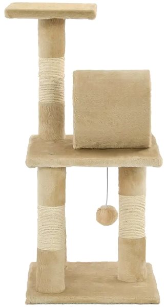 Cat Scratcher Shumee Cat Scratcher with Sisal Posts Beige 30 × 30 × 65cm Lateral view