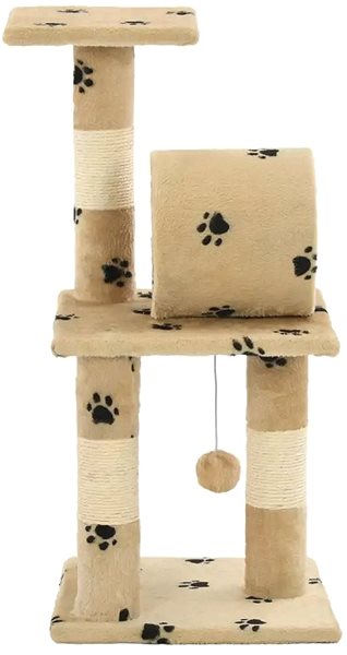 Cat Scratcher Shumee Cat Scratcher with Sisal Posts beige with paws 30 × 30 × 65cm Screen