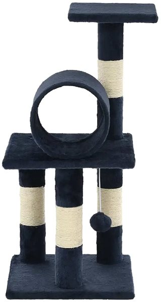 Cat Scratcher Shumee Cat Scratcher with Sisal Posts Dark Blue 30 × 30 × 65cm Lateral view