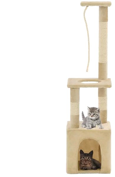 Škrabadlo pre mačky Shumee Mačací strom s preliezačkou 30 × 30 × 109 cm béžové Screen
