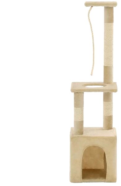 Škrabadlo pre mačky Shumee Mačací strom s preliezačkou 30 × 30 × 109 cm béžové Bočný pohľad