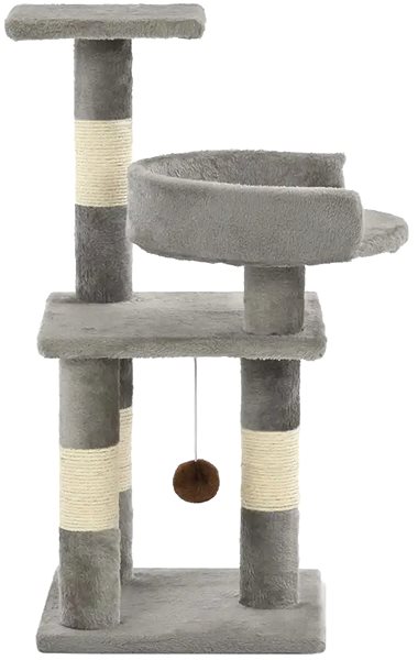 Cat Scratcher Shumee Cat Scratcher with Sisal Posts Grey with a Toy 30 × 30 × 65cm Lateral view
