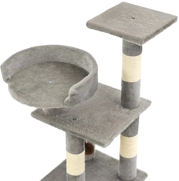 Cat Scratcher Shumee Cat Scratcher with Sisal Posts Grey with a Toy 30 × 30 × 65cm Features/technology