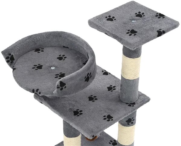 Cat Scratcher Shumee Cat Scratcher with Sisal Posts Grey with Paws with a Toy 30 × 30 × 65 cm Features/technology