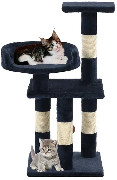Cat Scratcher Shumee Cat Scratcher with Sisal Posts Blue with a Toy 30 × 30 × 65cm Lifestyle