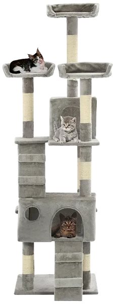 Škrabadlo pre mačky Shumee Veľké škrabacie odpočívadlo 50 × 50 × 170 cm sivé Lifestyle