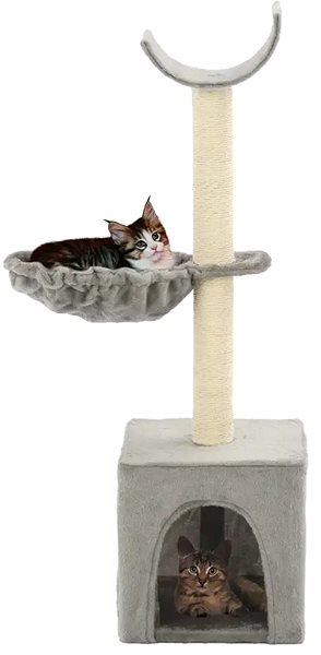 Cat Scratcher Shumee Cat Scratcher with Sisal Posts Grey 30 × 30 × 105cm Screen