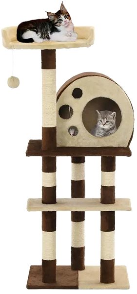 Cat Scratcher Shumee Cat Scratcher with Sisal Posts Beige-brown 50 × 40 × 127cm Screen