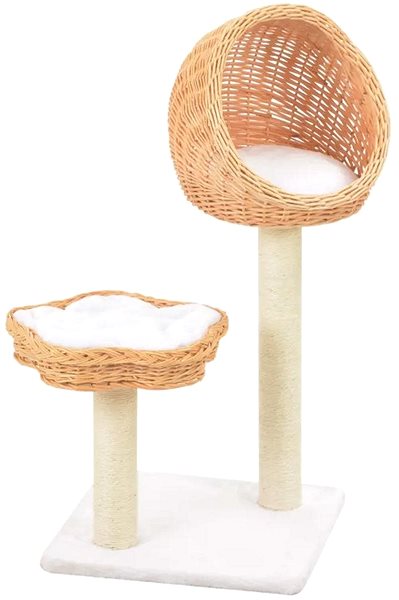 Cat Scratcher Shumee Cat Scratcher with Sisal Posts and Willow Wicker 2 Baskets 85 × 40cm Screen