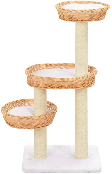 Cat Scratcher Shumee Cat Scratcher with Sisal Posts with Willow Wicker 3 Baskets 85 × 40cm Screen
