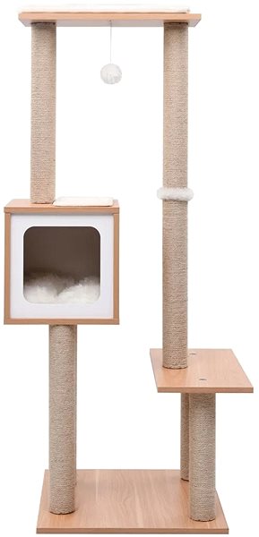 Škrabadlo pre mačky Shumee Škrabacie odpočívadlo drevené 129 × 48 × 48 cm biele Screen