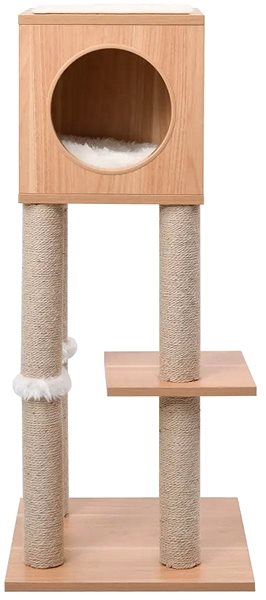 Škrabadlo pre mačky Shumee Škrabadlo drevené s preliezačkou a kukaňou 90 × 40 × 40 cm biele Screen