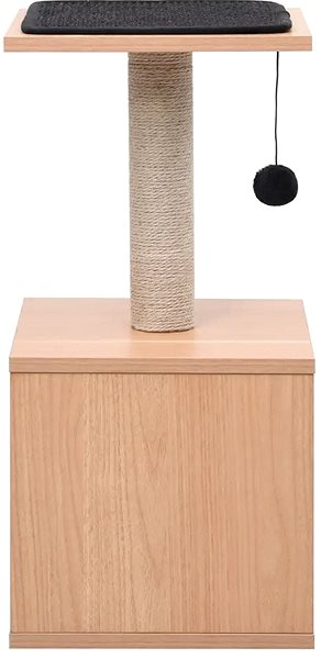 Škrabadlo pre mačky Shumee Škrabadlo drevené s kukaňou a hračkou 62 × 30 × 30 cm čierne Bočný pohľad