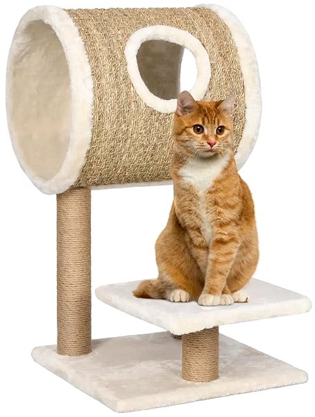 Cat Scratcher Shumee Cat Scratcher with Tunnel Sea Grass 69 × 40 × 40cm Lifestyle