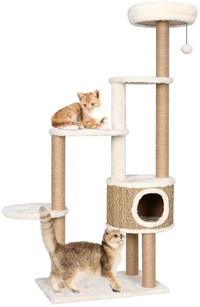 Škrabadlo pre mačky Shumee Mačací strom luxusné podušky a škrabadlo morská tráva 148 × 60 × 40 cm Lifestyle