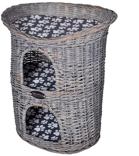 Cat Scratcher Shumee Cat Willow Wicker Scratcher with Two Floors with a Mattress 58 × 62 × 42cm Lateral view