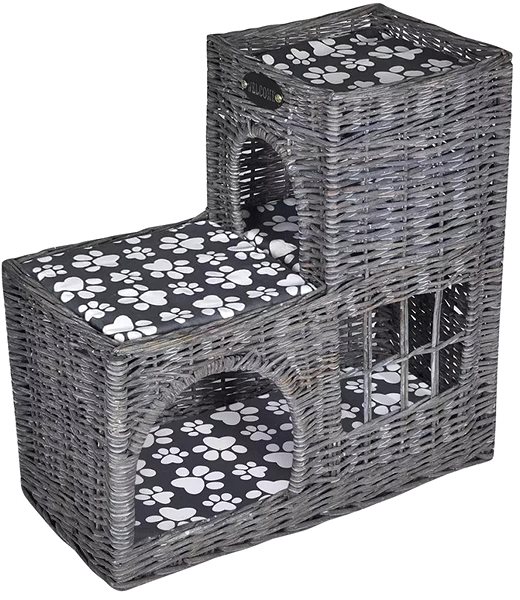 Cat Scratcher Shumee Cat Scratcher Willow Wicker Castle with Mattress 55 × 53 × 27cm Lateral view