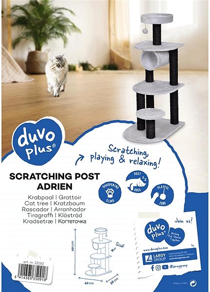 Cat Scratcher DUVO+ Scratching Tree Adrien 40 × 56 × 101cm Features/technology