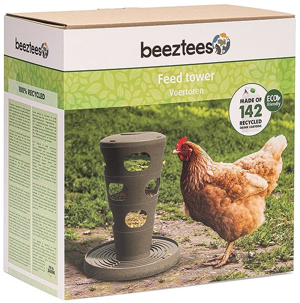 Beeztees Feed Tower poultry feeder 36 cm, grey.