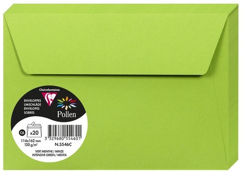 Boríték CLAIREFONTAINE C6 zöld 120g - 20 db-os csomag ...