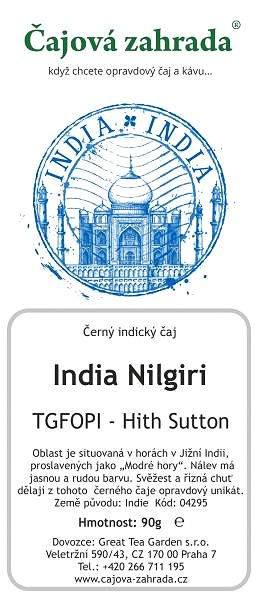 Čaj Čajová záhrada India Nilgiri TGFOPI High Grown Sutton - čierny čaj, 500g.