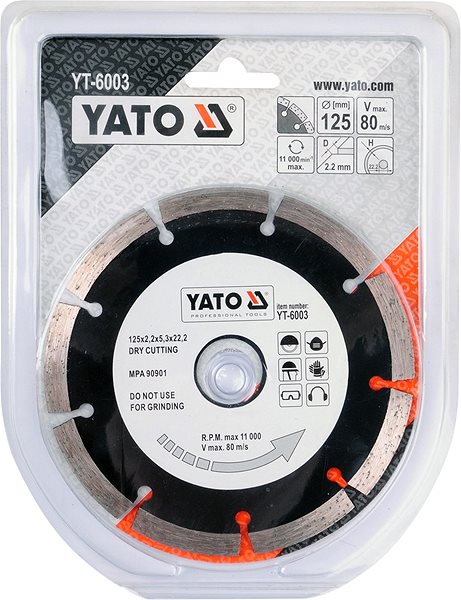 Diamantový kotouč Yato Kotouč diamantový 125 x 22,2 x 2,2 mm ...