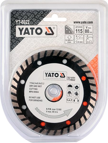 Gyémánt korong Yato gyémánt korong 115 x 22,2 x 2,4 mm turbó ...