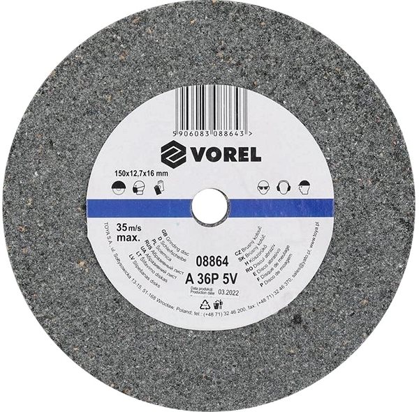 Brusný kotouč VOREL Kotouč brusný 150 x 12 x 15 mm hrubý do stolní brusky ...