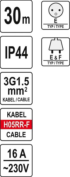 Prodlužovací kabel YATO Prodlužovák bubnový 4zásuvky IP44 16A  30 m ...