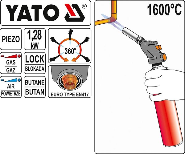 Gázégő YATO PROPAN-BUTAN 1,28kW ...