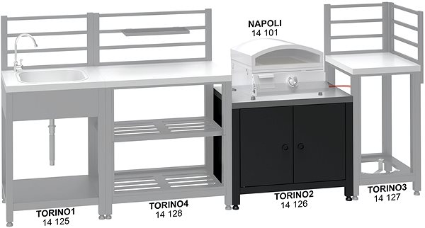 Kerti asztal CATTARA TORINO 2 grillszekrény modul kültéri konyhához 80 x 47 x 69 cm ...