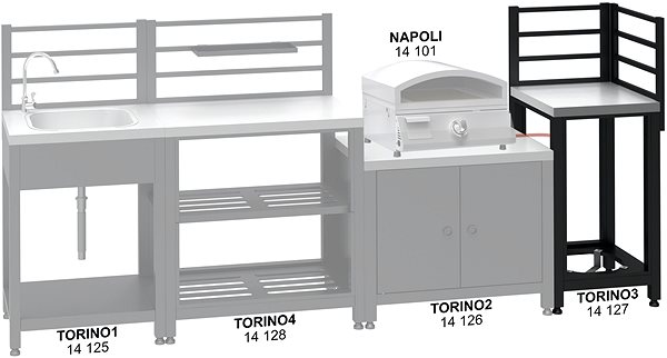 Kerti asztal CATTARA TORINO 3 sarokmodul kültéri konyhához 47 x 47 x 123 cm ...