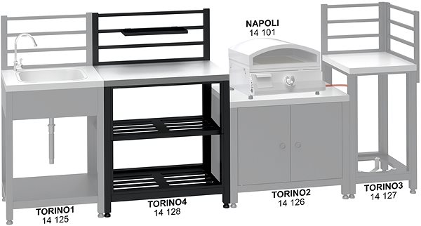 Kerti asztal Cattara TORINO 4 moduláris kültéri konyhai asztal 80×47×123 cm ...