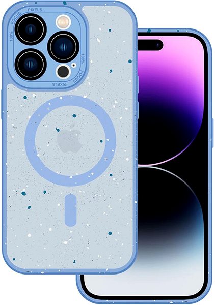 Kryt na mobil MagSafe pouzdro Splash Frosted pro iPhone 14 Pro, světle modré ...