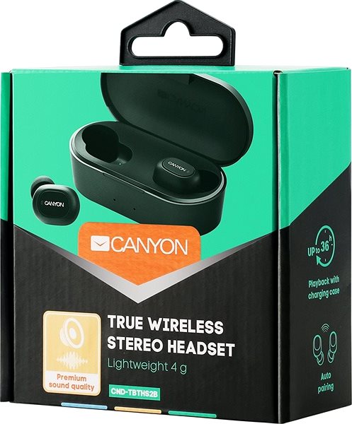 Wireless Headphones Canyon TWS-2 Black Packaging/box