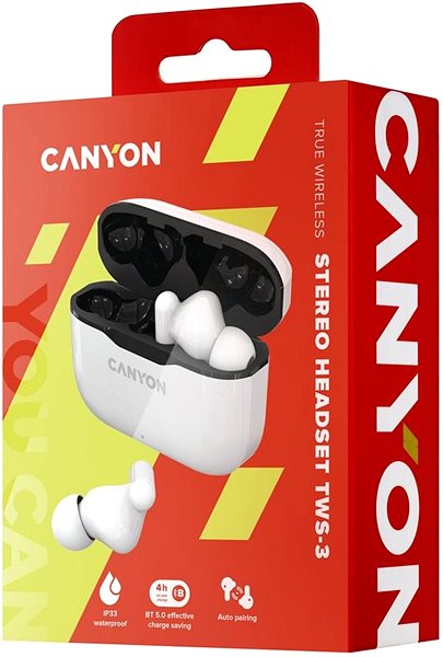 Wireless Headphones Canyon TWS-3 White Packaging/box