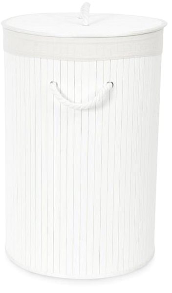 Wäschekorb Compactor Bambus rund weiß 40 × 60 cm ...