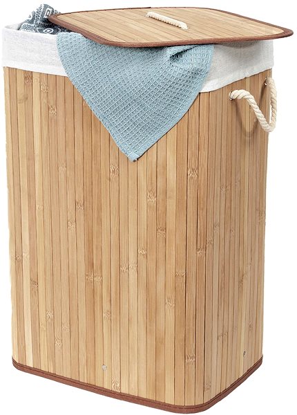Koš na prádlo Compactor Bamboo - obdélníkový, přírodní, 40 x 30 x v60 cm ...