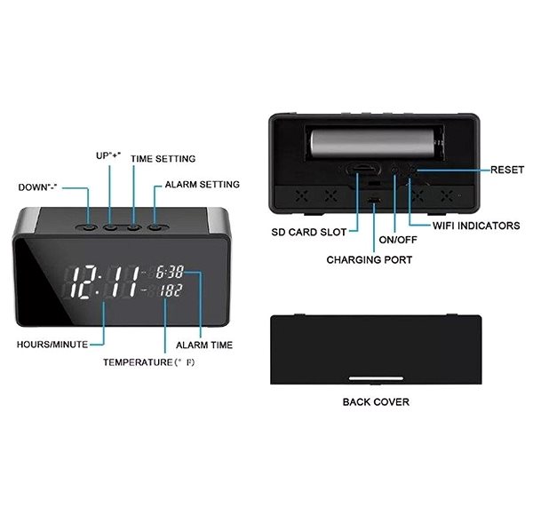 IP Camera Secutek MDCKP06 Alarm clock with hidden WiFi camera ...