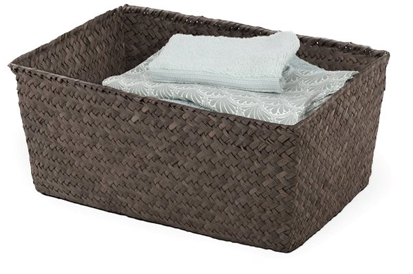Úložný box Compactor úložný ručne pletený košík KITO, dymovo hnedý ...