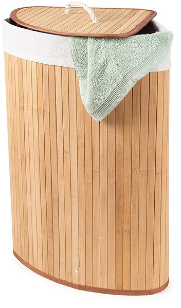 Ruháskosár Compactor Bamboo összecsukható sarok szennyestartó kosár, fehér ...