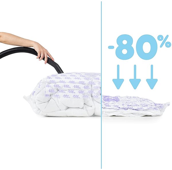 Vacuum bag Compactor Set of 5 vacuum bags Compress L 100 liters, with lavender scent, 70 × 100 cm.