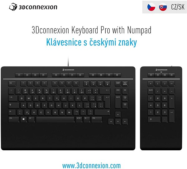 Klávesnica 3Dconnexion Keyboard Pro with Numpad – CZ/SK ...