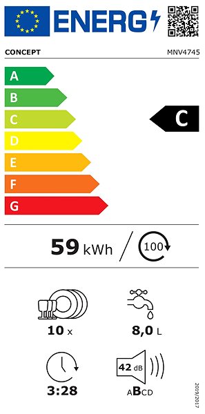 Built-in Dishwasher CONCEPT MNV4745 Energy label