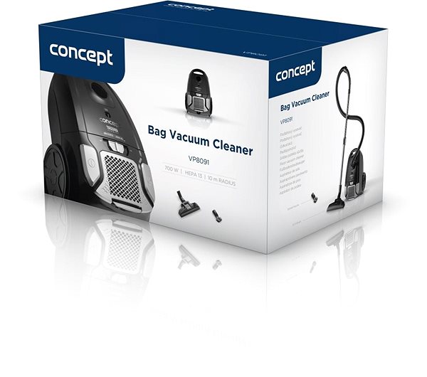 Bagged Vacuum Cleaner CONCEPT VP8091 700 W Trooper Black Package content